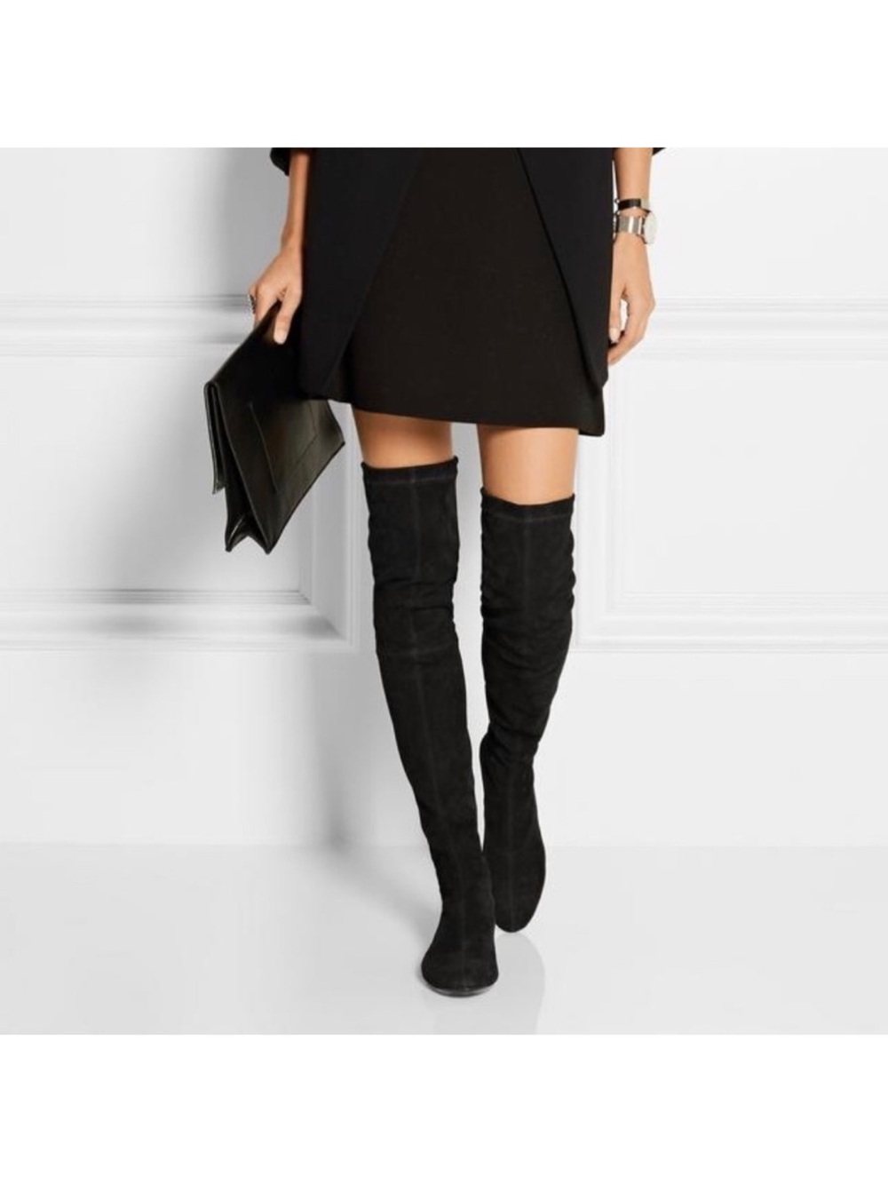 Clergerie Over-the-Knee Black Suede Women's Boots, 8.5